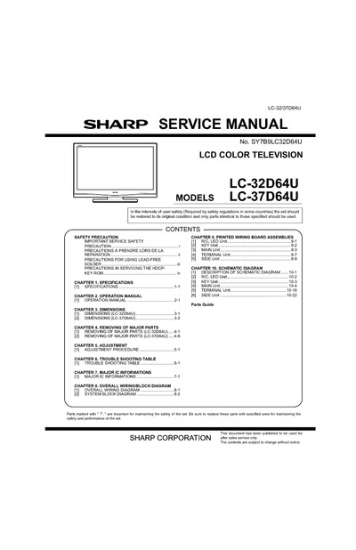 SHARP LC-32D64U LC-37D64U LCD