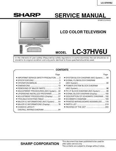 SHARP LC-37HV6U LCD