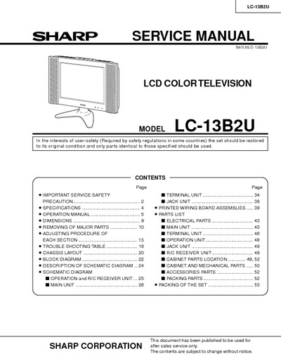 SHARP LC-13B2U LCD