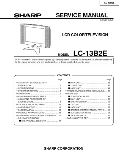 SHARP LC-13B2E LCD