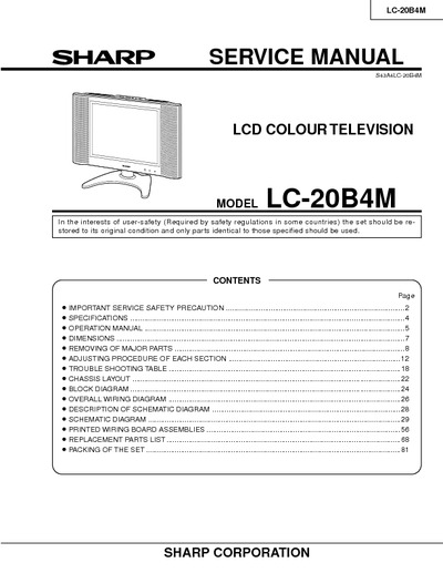 SHARP LC-20B4M LCD
