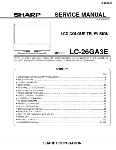SHARP LC-26GA3 LCD