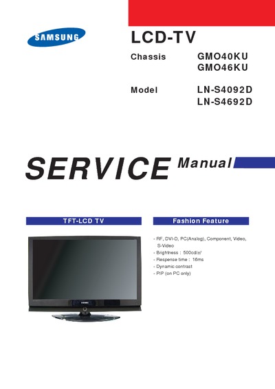 Samsung LN-S4092D, LN-4692D [LCD TV], Service Manual, Repair Schematics