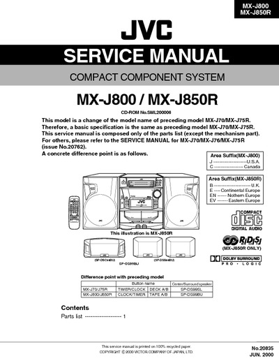 JVC MX-J800 850