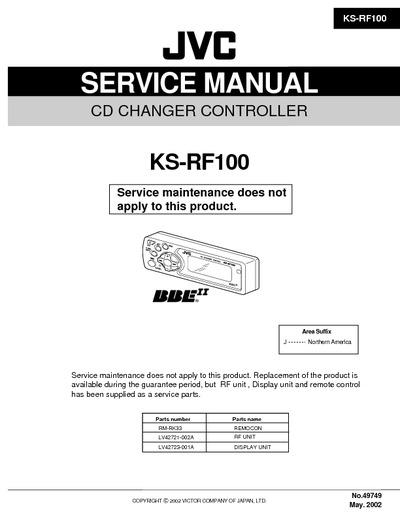 JVC KS-RF100 Manual de Servicio