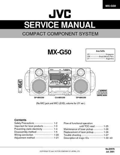 JVC MX-G50 Manual de Servicio