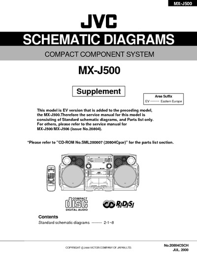 JVC MX-J500 COMPACT COMPONENT SYSTEM suplement