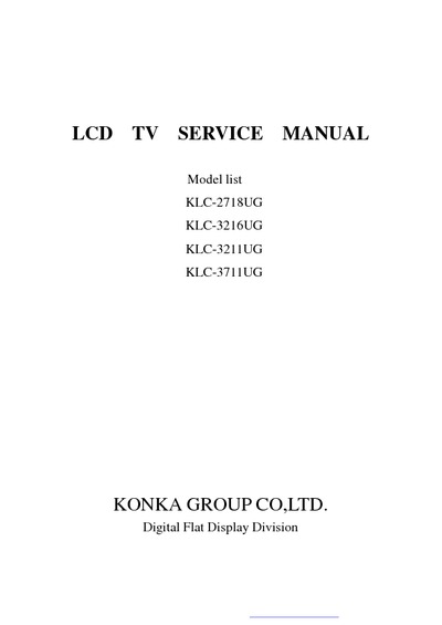 Konka KLC-2718UG, 3216UG, 3211UG, 3711UG LCD TV