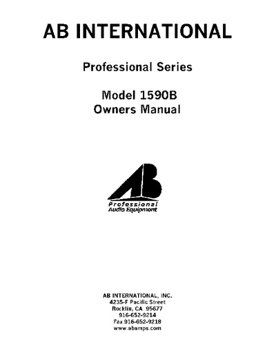 Ab International Amplificador 1590b Manual Service Manual Repair Schematics 