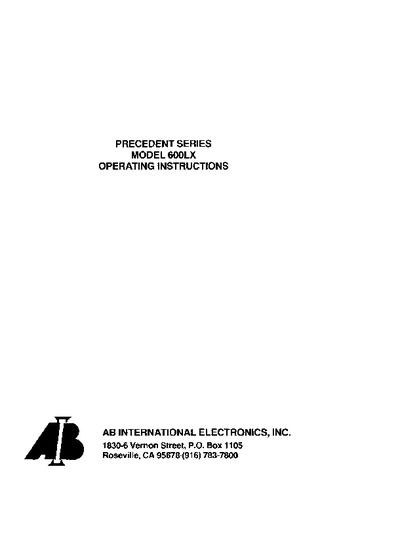 Ab International Amplificador 600lx Manual Service Manual Repair Schematics 