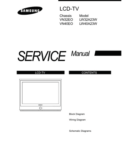 Samsung LW32A23W Chassis VN32EO, Service Manual, Repair Schematics