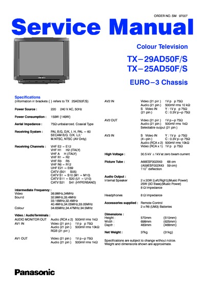 Panasonic TX25AD50F-S Chassis EURO3