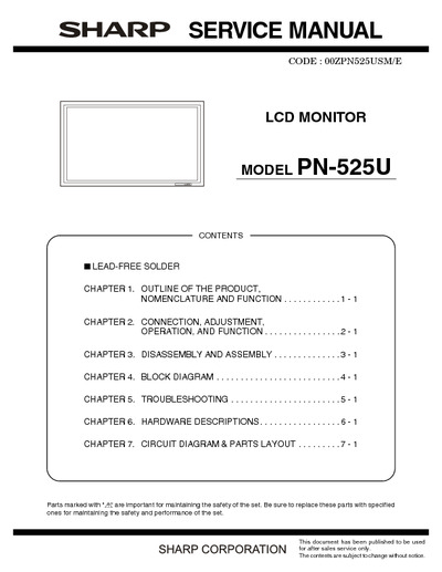 SHARP PN-525U LCD