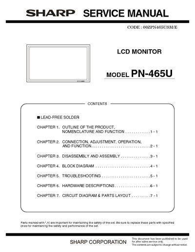 SHARP PN-465U LCD