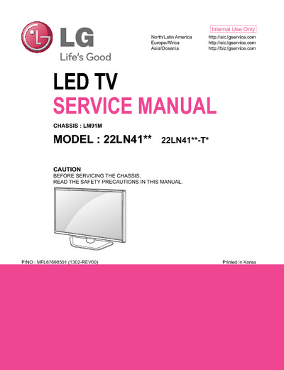 LG 22LN4105 Chassis LM91M LED TV