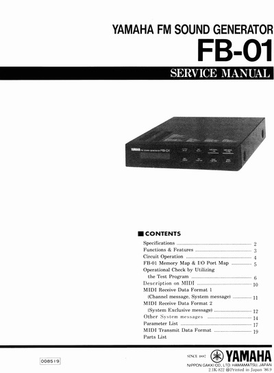 Yamaha FB-01 Service Manual