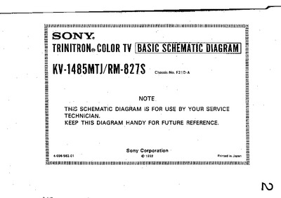 SONY KV-1485MTJ chassis F21DA