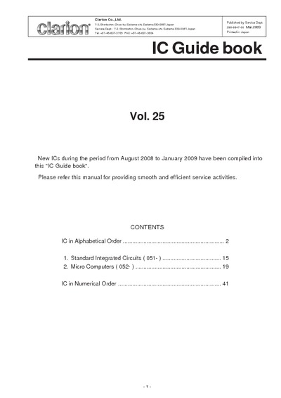 IC Guide Book vol 25 Clarion Audio Car