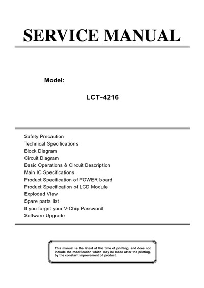 LCT4216 Televisor LCD Manual de servicio