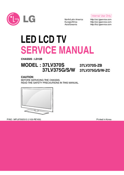 LG 37LV375S Chassis LD12B LED LCD TV