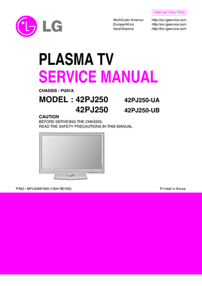 Guia Reparo TV LG Plasma LG 50 PSJ 250, PDF, Fusível (elétrico)