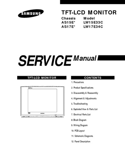 SAMSUNG LW15E33C, LW17E34C CHASSIS AS15E*, AS17E*