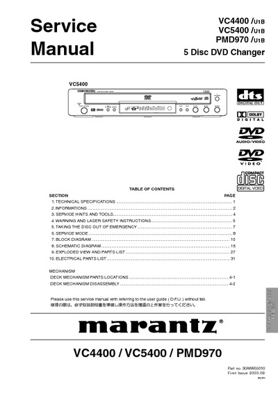 Marantz PMD-970 Service Manual