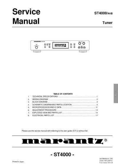 Marantz ST-4000 Service Manual
