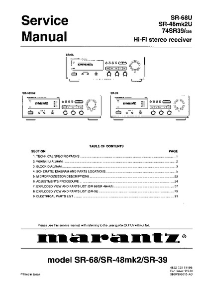 Marantz SR-39 Service Manual