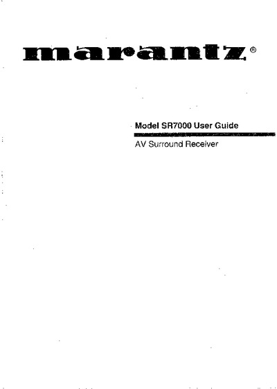 Marantz SR-7000 Owners Manual