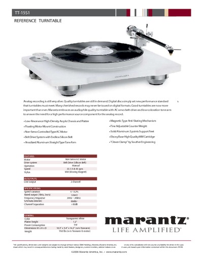 Marantz TT-15-S-1 Brochure