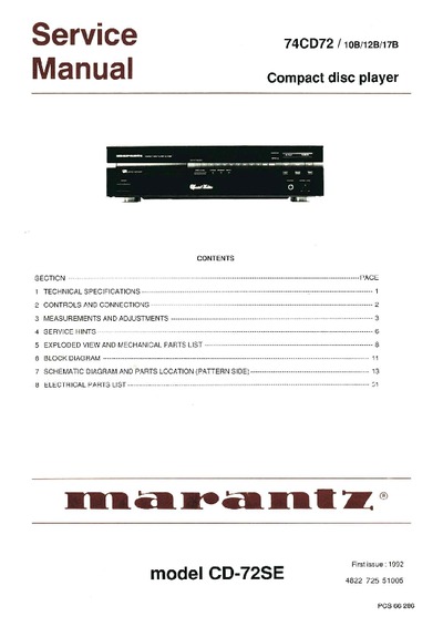 Marantz CD-72 Service Manual