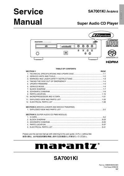 Marantz SA-7001-KI Service Manual