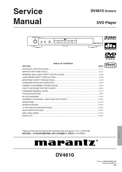 Marantz DV-4610 Service Manual