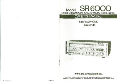 Marantz SR-6000 Owners Manual