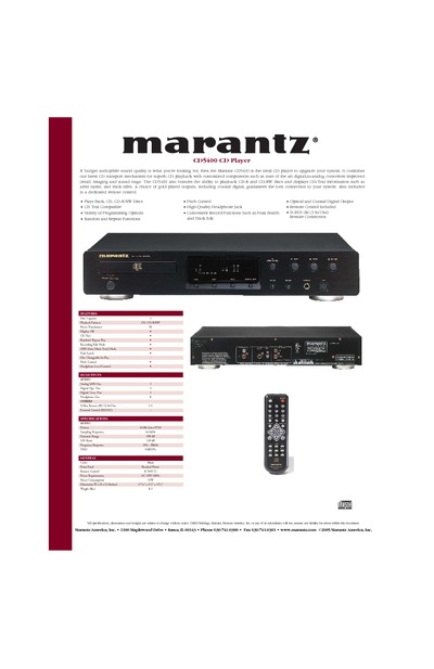 Marantz CD-5400 Brochure