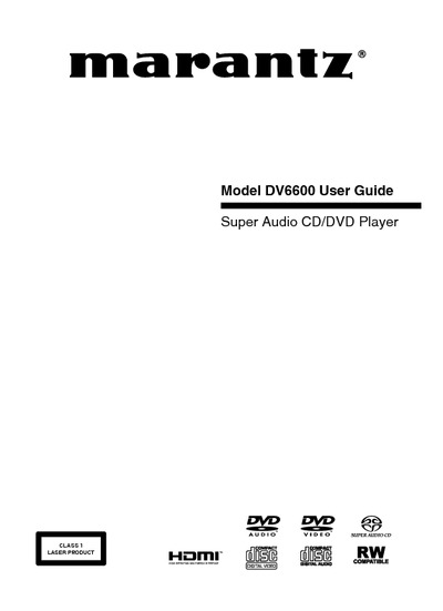 Marantz DV-6600 Owners Manual