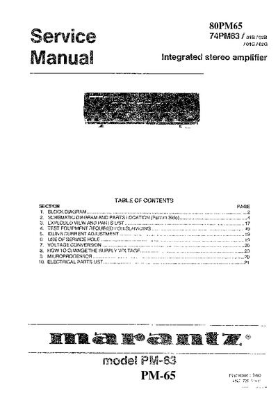 Marantz PM-63 Service Manual