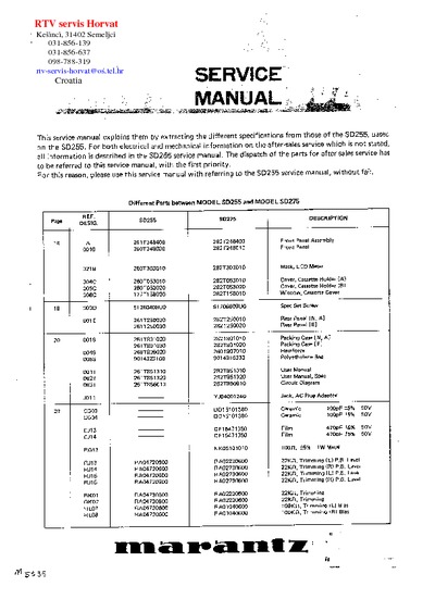 Marantz SD-255 Service Manual