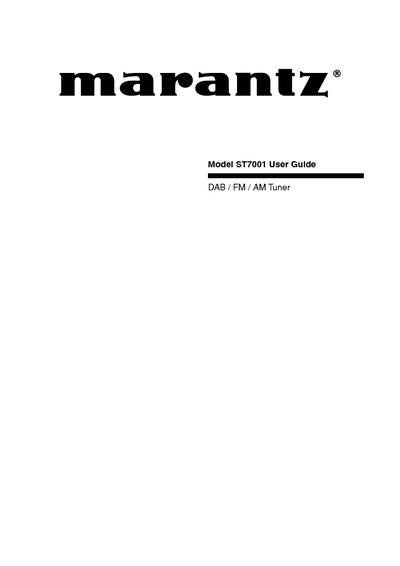 Marantz ST-7001 Owners Manual
