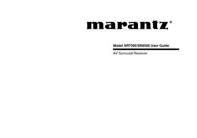 Marantz SR-7500 Owners Manual