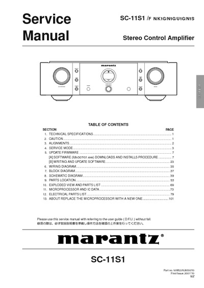 Marantz SC-11-S-1 Service Manual