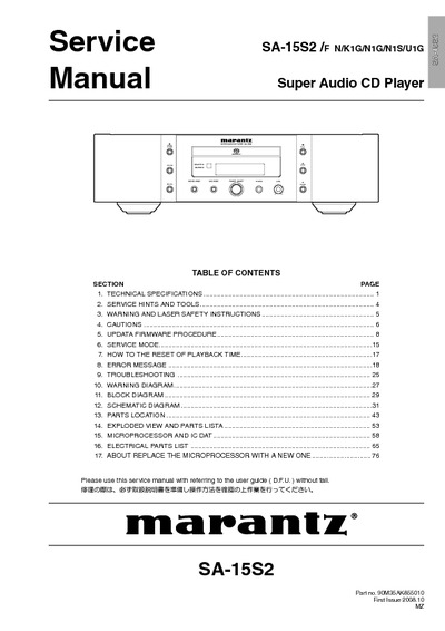 Marantz SA-15-S-2 Service Manual