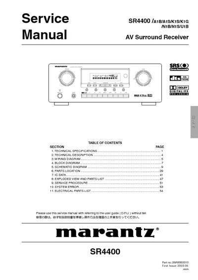 Marantz SR-4400 Service Manual