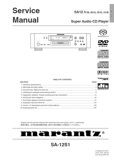 Marantz SA-12 Service Manual