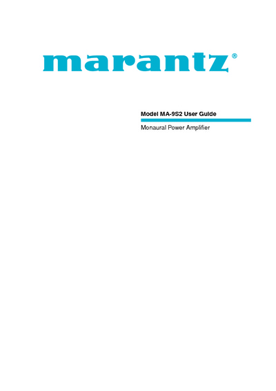 Marantz MA-9-S-2 Owners Manual