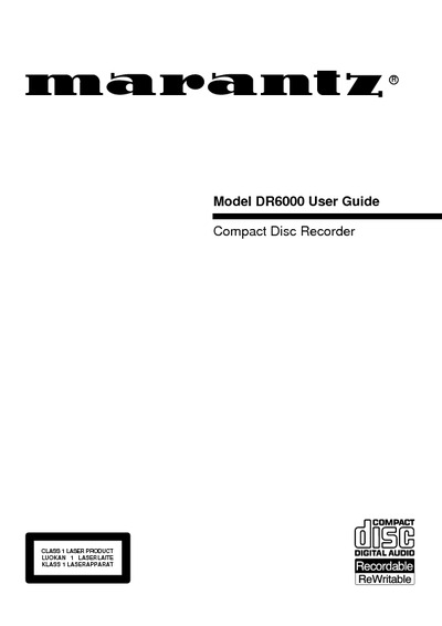 Marantz DR-6000 Owners Manual