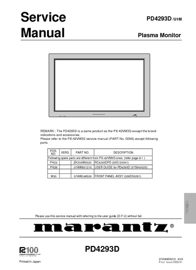 Marantz PD-4293-D Service Manual