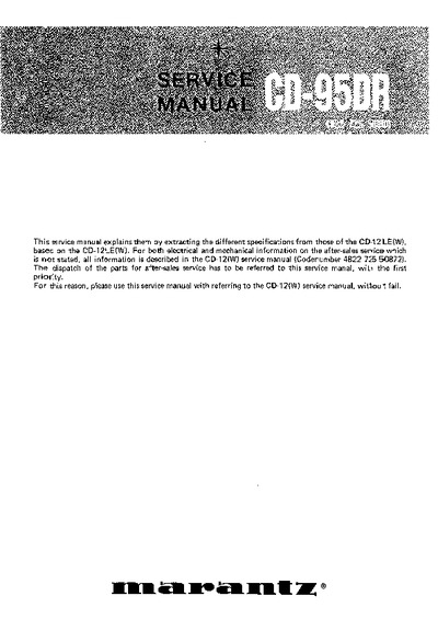 Marantz CD-95-DR Service Manual