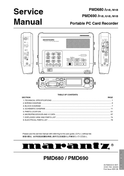Marantz PMD-690 Service Manual
